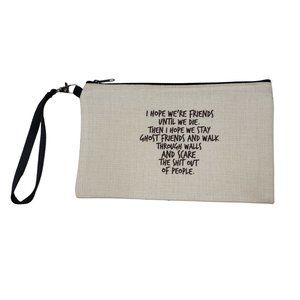 small pencil makeup wristlet. funny morbid dark humor best friends cute ghost